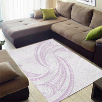 White Sunday Lotu Tamaiti Area Rug Polynesian Wave Pastel Mauve - Polynesian Pride