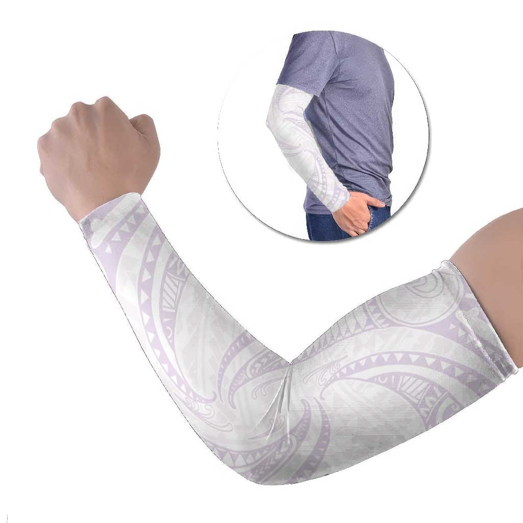 White Sunday Lotu Tamaiti Arm Sleeves Polynesian Wave Pastel Mauve LT9 Set of 2 Mauve - Polynesian Pride