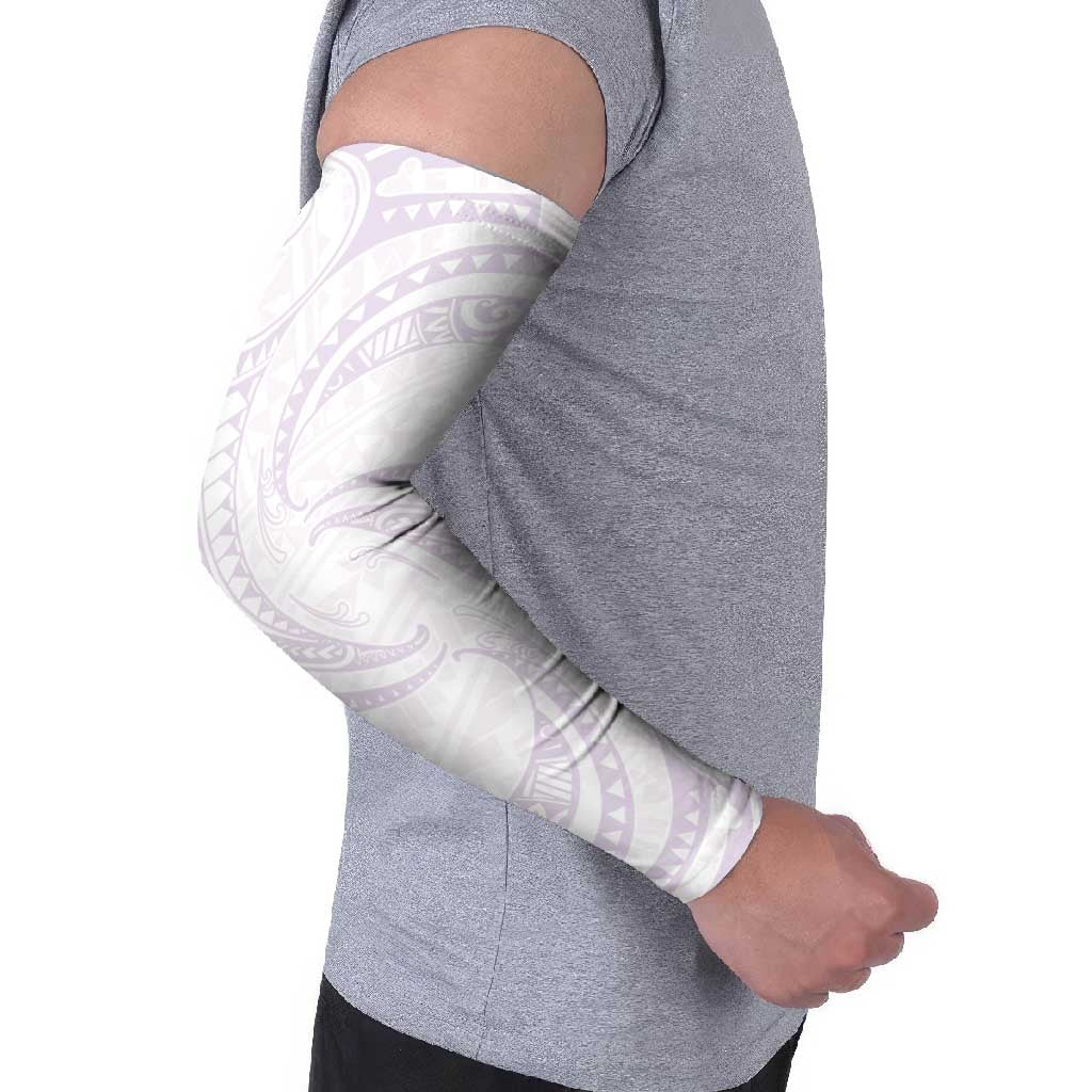 White Sunday Lotu Tamaiti Arm Sleeves Polynesian Wave Pastel Mauve LT9 - Polynesian Pride