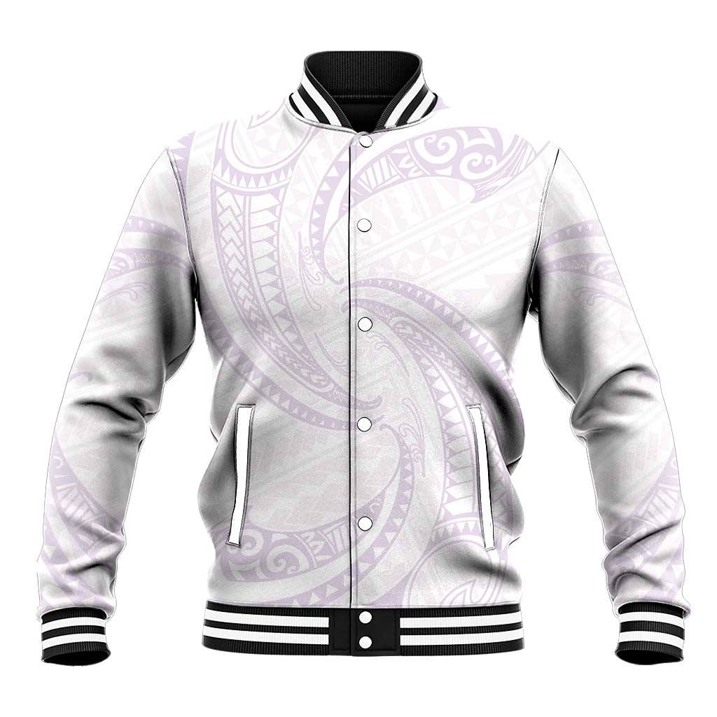 White Sunday Lotu Tamaiti Baseball Jacket Polynesian Wave Pastel Mauve LT9 Unisex Mauve - Polynesian Pride