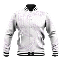 White Sunday Lotu Tamaiti Baseball Jacket Polynesian Wave Pastel Mauve LT9 Unisex Mauve - Polynesian Pride