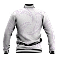 White Sunday Lotu Tamaiti Baseball Jacket Polynesian Wave Pastel Mauve LT9 - Polynesian Pride