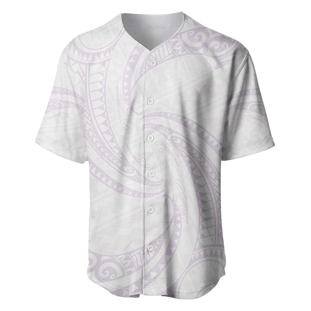 White Sunday Lotu Tamaiti Baseball Jersey Polynesian Wave Pastel Mauve - Polynesian Pride
