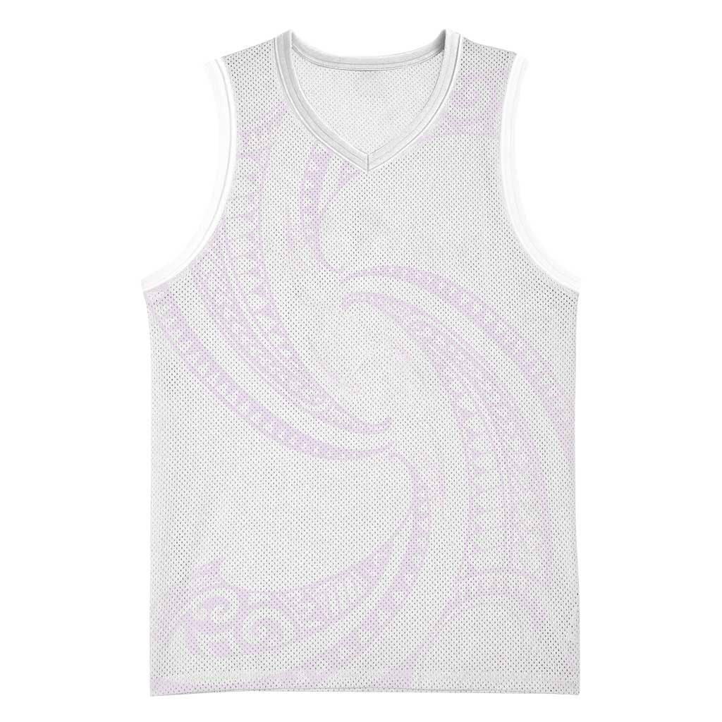 White Sunday Lotu Tamaiti Basketball Jersey Polynesian Wave Pastel Mauve LT9 Unisex Mauve - Polynesian Pride