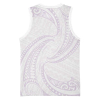 White Sunday Lotu Tamaiti Basketball Jersey Polynesian Wave Pastel Mauve LT9 - Polynesian Pride
