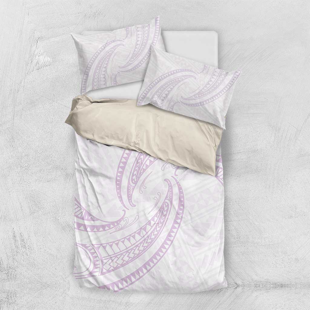 White Sunday Lotu Tamaiti Bedding Set Polynesian Wave Pastel Mauve - Polynesian Pride