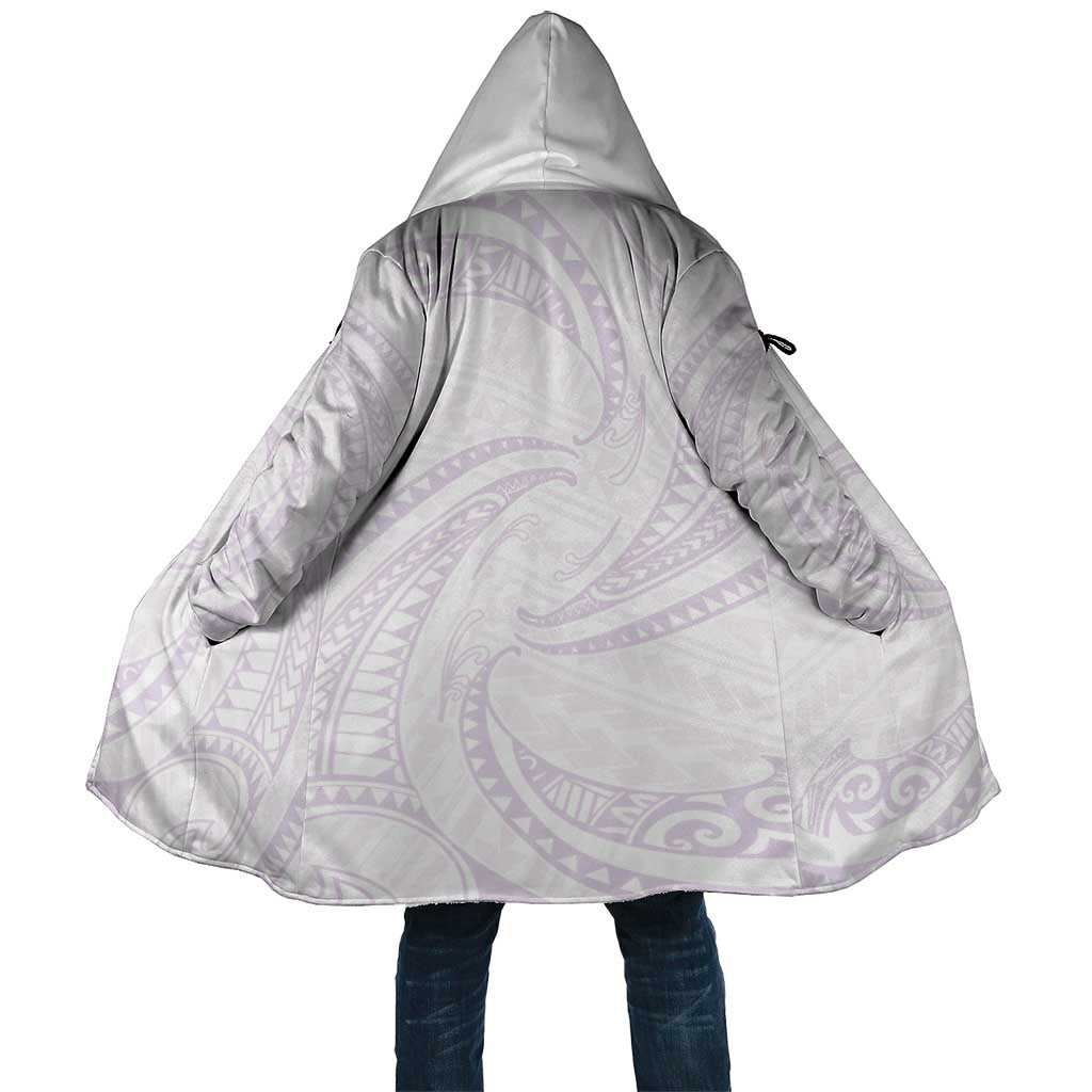 White Sunday Lotu Tamaiti Cloak Polynesian Wave Pastel Mauve - Polynesian Pride