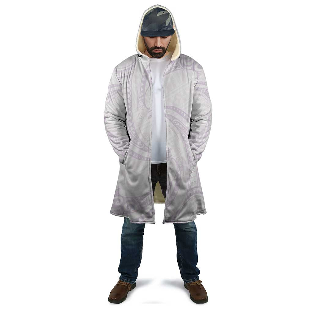 White Sunday Lotu Tamaiti Cloak Polynesian Wave Pastel Mauve - Polynesian Pride