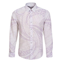 White Sunday Lotu Tamaiti Family Matching Tank Maxi Dress and Hawaiian Shirt Polynesian Wave Pastel Mauve - Polynesian Pride
