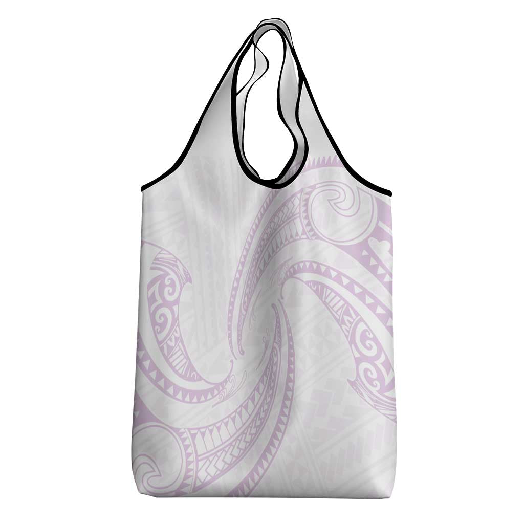 White Sunday Lotu Tamaiti Grocery Bag Polynesian Wave Pastel Mauve LT9 - Polynesian Pride