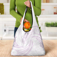 White Sunday Lotu Tamaiti Grocery Bag Polynesian Wave Pastel Mauve LT9 - Polynesian Pride