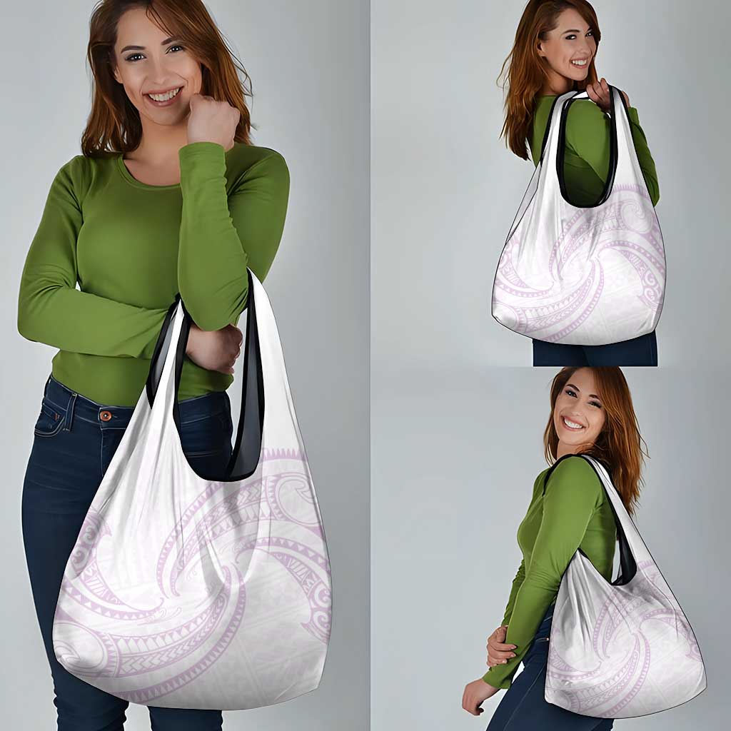 White Sunday Lotu Tamaiti Grocery Bag Polynesian Wave Pastel Mauve LT9 - Polynesian Pride