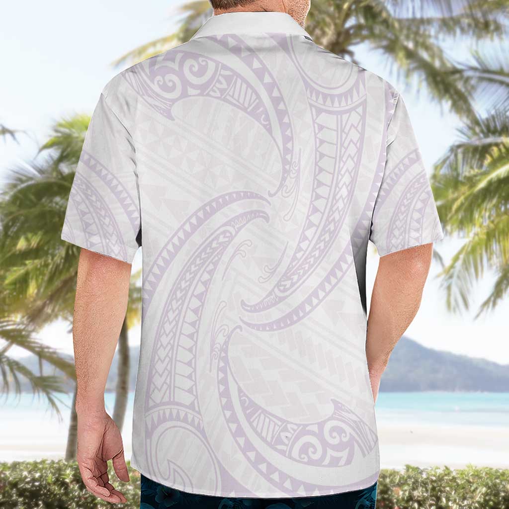 White Sunday Lotu Tamaiti Hawaiian Shirt Polynesian Wave Pastel Mauve - Polynesian Pride