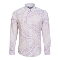 White Sunday Lotu Tamaiti Long Sleeve Button Shirt Polynesian Wave Pastel Mauve LT9 Unisex Mauve - Polynesian Pride
