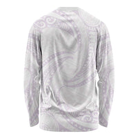 White Sunday Lotu Tamaiti Long Sleeve Shirt Polynesian Wave Pastel Mauve LT9 - Polynesian Pride