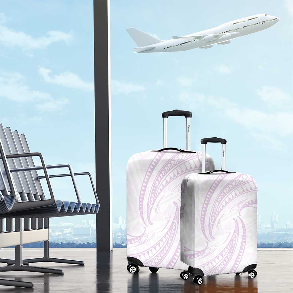 White Sunday Lotu Tamaiti Luggage Cover Polynesian Wave Pastel Mauve - Polynesian Pride