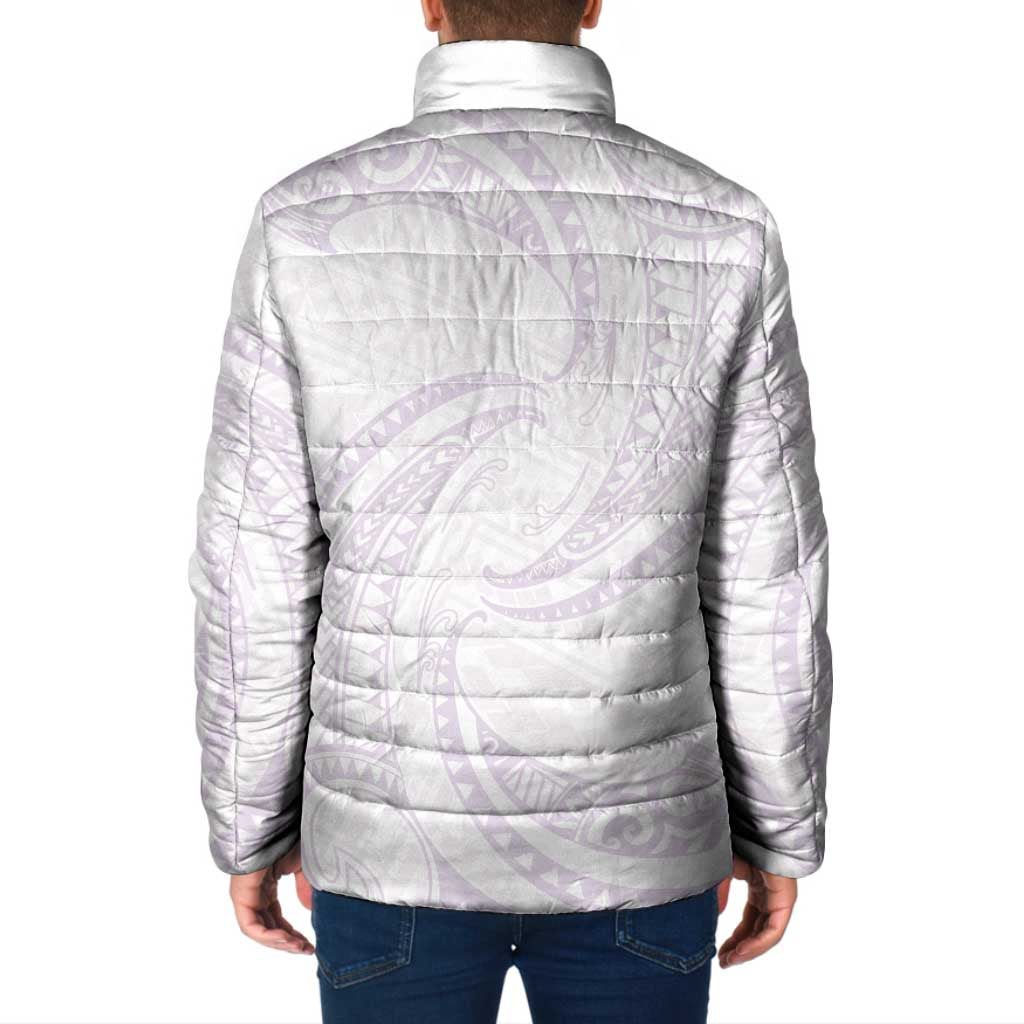 White Sunday Lotu Tamaiti Padded Jacket Polynesian Wave Pastel Mauve LT9 - Polynesian Pride