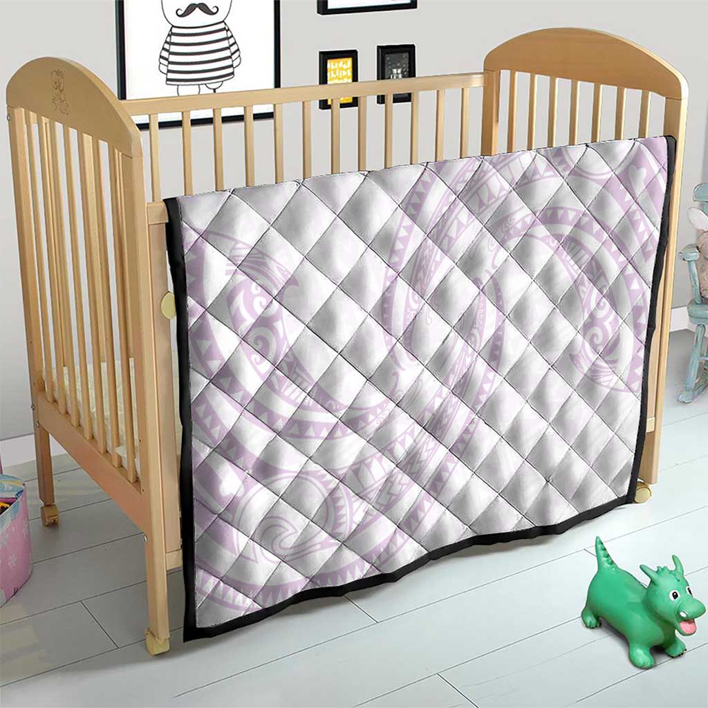 White Sunday Lotu Tamaiti Quilt Polynesian Wave Pastel Mauve - Polynesian Pride