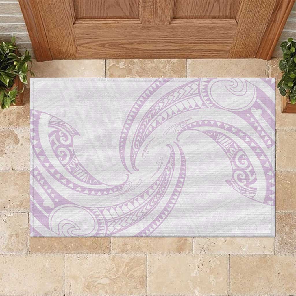 White Sunday Lotu Tamaiti Rubber Doormat Polynesian Wave Pastel Mauve LT9 Mauve - Polynesian Pride