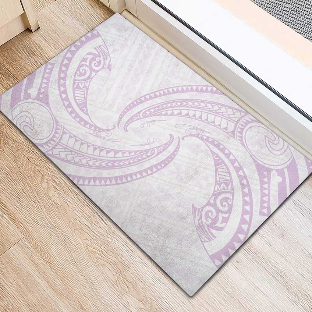 White Sunday Lotu Tamaiti Rubber Doormat Polynesian Wave Pastel Mauve LT9 - Polynesian Pride