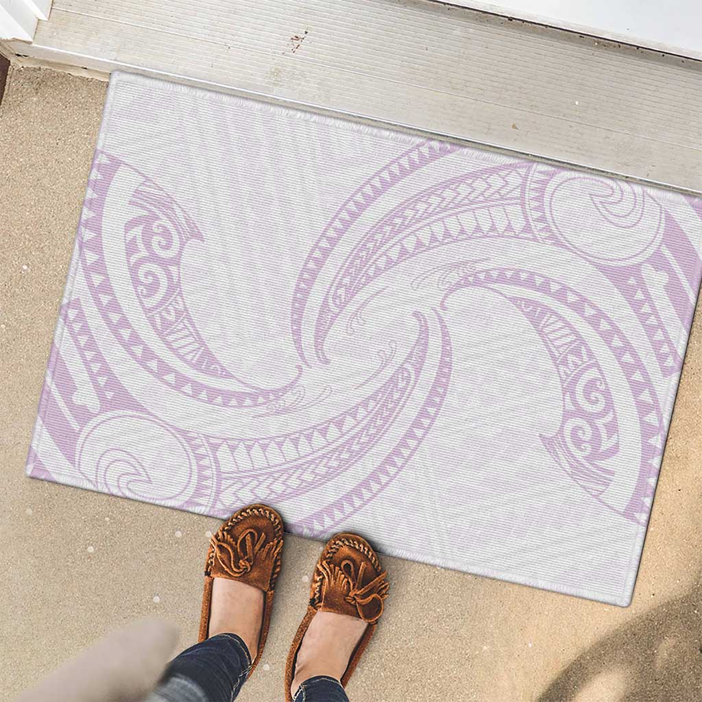 White Sunday Lotu Tamaiti Rubber Doormat Polynesian Wave Pastel Mauve LT9 - Polynesian Pride