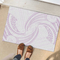 White Sunday Lotu Tamaiti Rubber Doormat Polynesian Wave Pastel Mauve LT9 - Polynesian Pride