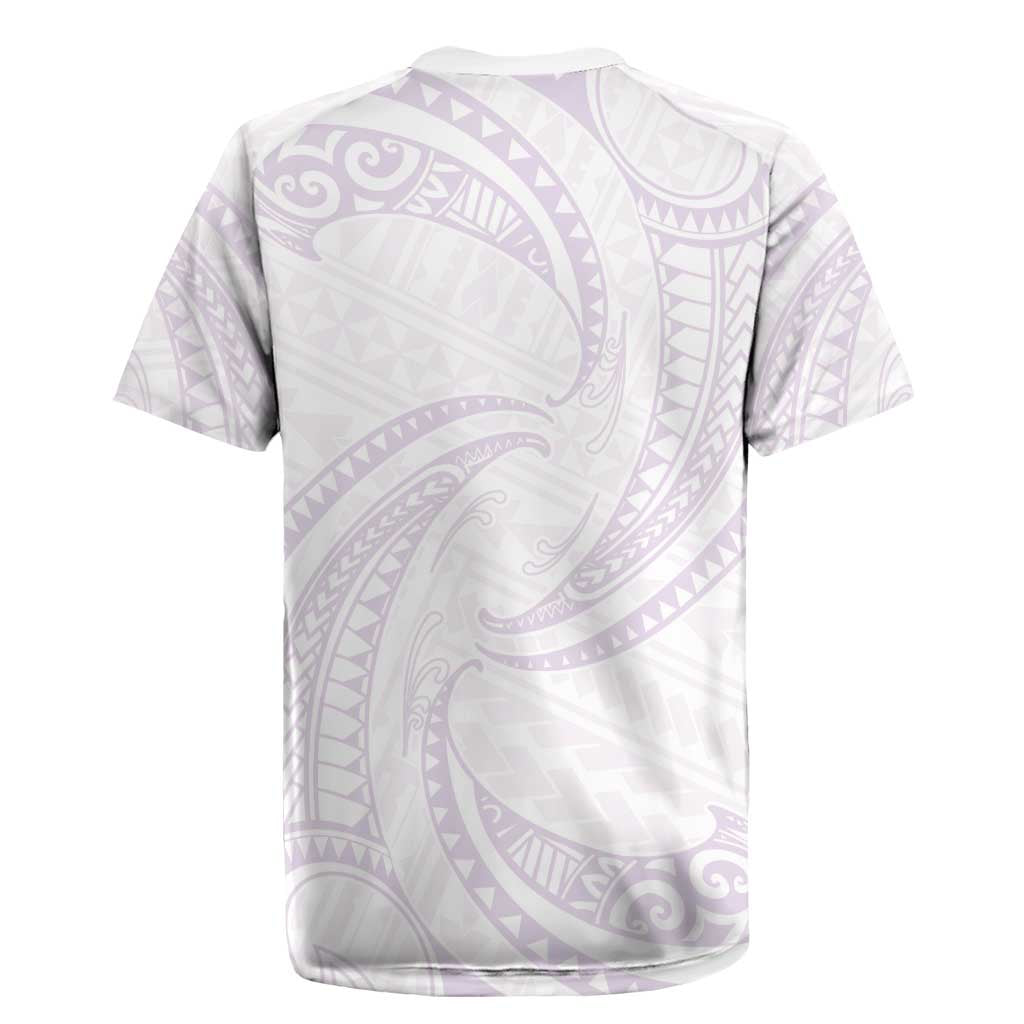 White Sunday Lotu Tamaiti Rugby Jersey Polynesian Wave Pastel Mauve LT9 - Polynesian Pride