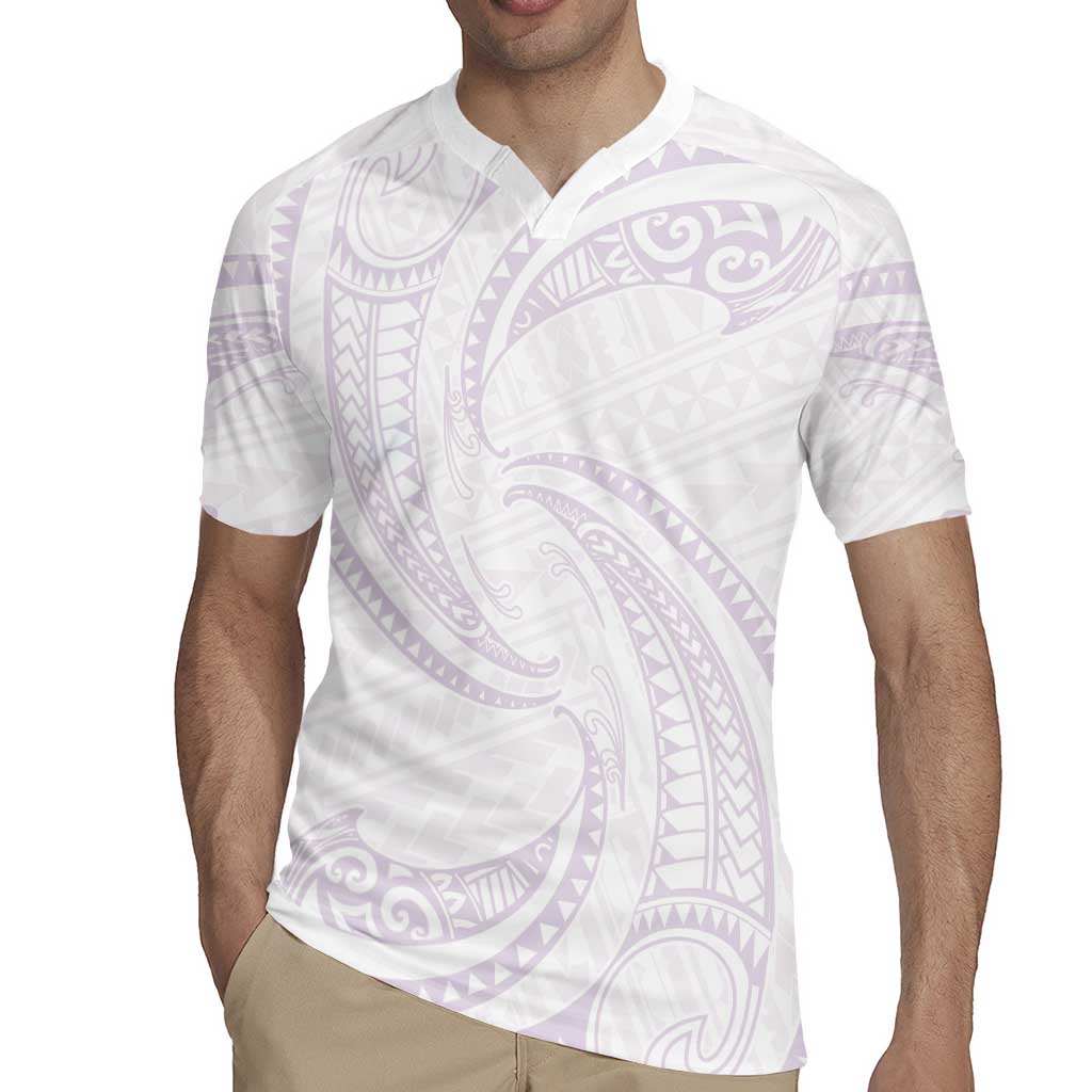White Sunday Lotu Tamaiti Rugby Jersey Polynesian Wave Pastel Mauve LT9 - Polynesian Pride