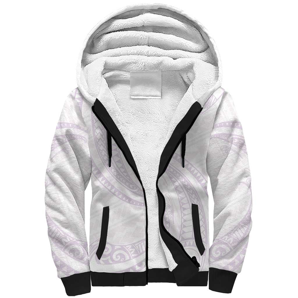 White Sunday Lotu Tamaiti Sherpa Hoodie Polynesian Wave Pastel Mauve LT9 Unisex Mauve - Polynesian Pride