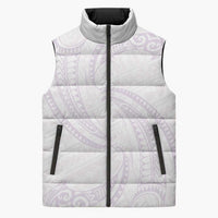 White Sunday Lotu Tamaiti Sleeveless Puffer Jacket Polynesian Wave Pastel Mauve LT9 Unisex Mauve - Polynesian Pride