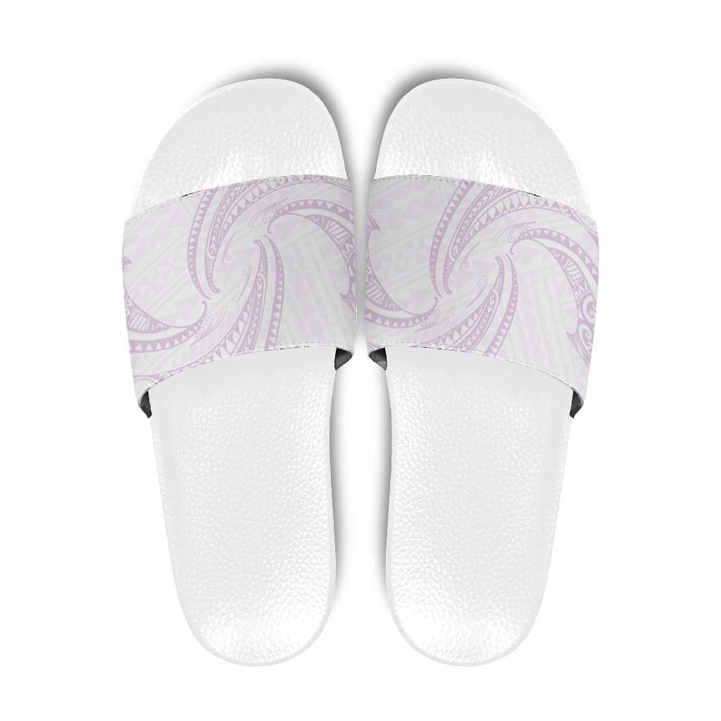White Sunday Lotu Tamaiti Slide Sandals Polynesian Wave Pastel Mauve - Polynesian Pride