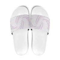 White Sunday Lotu Tamaiti Slide Sandals Polynesian Wave Pastel Mauve - Polynesian Pride