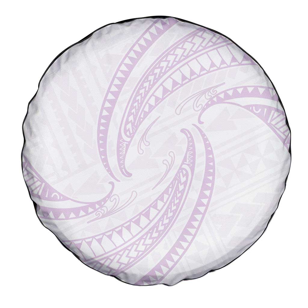 White Sunday Lotu Tamaiti Spare Tire Cover Polynesian Wave Pastel Mauve - Polynesian Pride