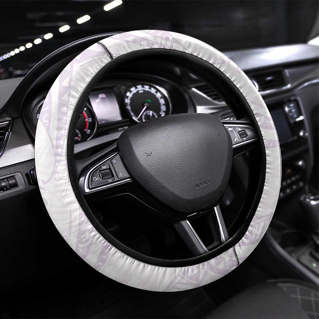White Sunday Lotu Tamaiti Steering Wheel Cover Polynesian Wave Pastel Mauve LT9 Universal Fit Mauve - Polynesian Pride