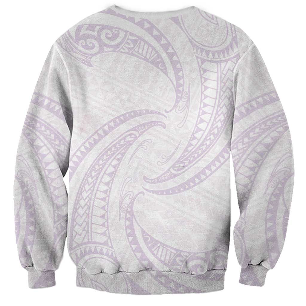 White Sunday Lotu Tamaiti Sweatshirt Polynesian Wave Pastel Mauve LT9 - Polynesian Pride