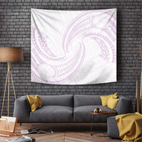 White Sunday Lotu Tamaiti Tapestry Polynesian Wave Pastel Mauve - Polynesian Pride