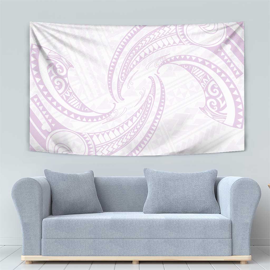 White Sunday Lotu Tamaiti Tapestry Polynesian Wave Pastel Mauve - Polynesian Pride