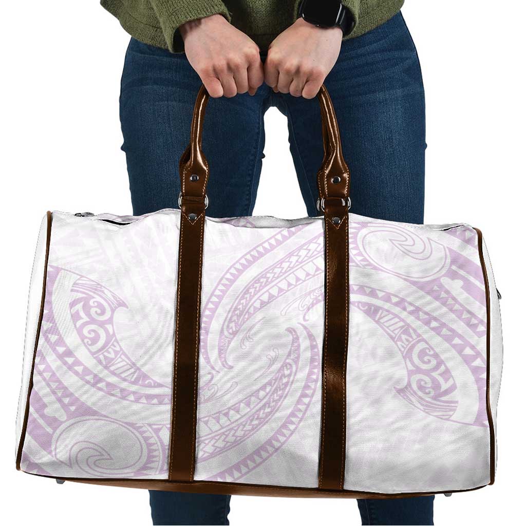 White Sunday Lotu Tamaiti Travel Bag Polynesian Wave Pastel Mauve - Polynesian Pride