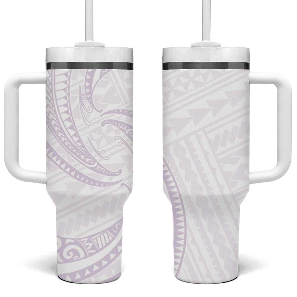 White Sunday Lotu Tamaiti Tumbler With Handle Polynesian Wave Pastel Mauve - Polynesian Pride