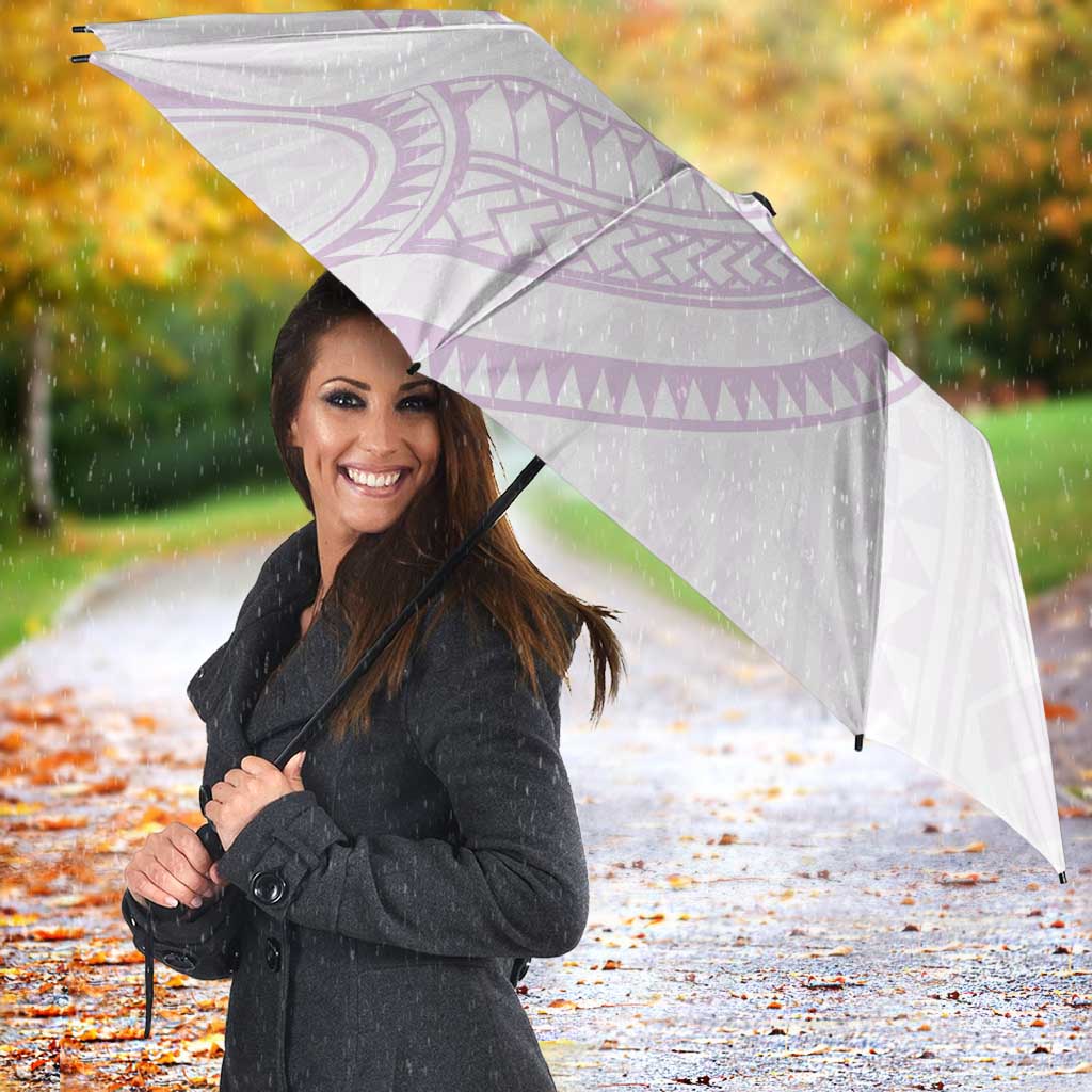 White Sunday Lotu Tamaiti Umbrella Polynesian Wave Pastel Mauve - Polynesian Pride