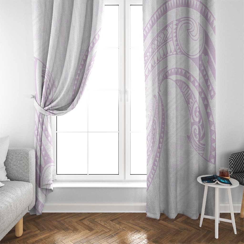 White Sunday Lotu Tamaiti Window Curtain Polynesian Wave Pastel Mauve - Polynesian Pride