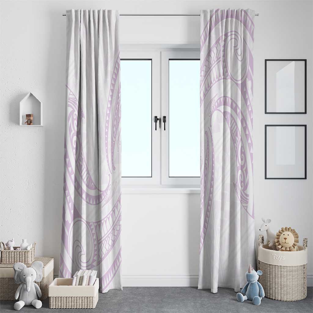 White Sunday Lotu Tamaiti Window Curtain Polynesian Wave Pastel Mauve - Polynesian Pride