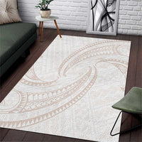 White Sunday Lotu Tamaiti Area Rug Polynesian Wave Pastel Nude - Polynesian Pride