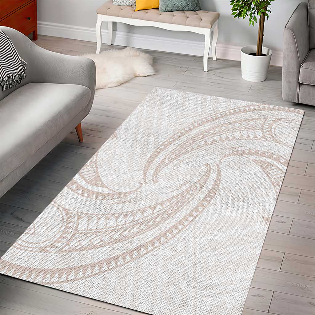 White Sunday Lotu Tamaiti Area Rug Polynesian Wave Pastel Nude - Polynesian Pride