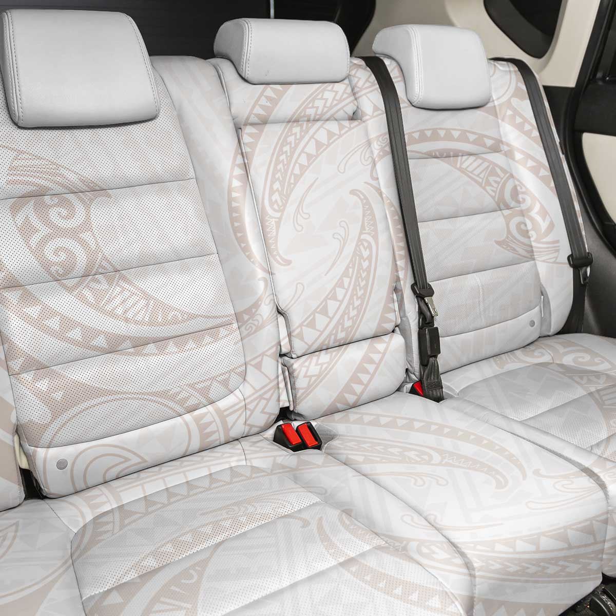 White Sunday Lotu Tamaiti Back Car Seat Cover Polynesian Wave Pastel Nude - Polynesian Pride