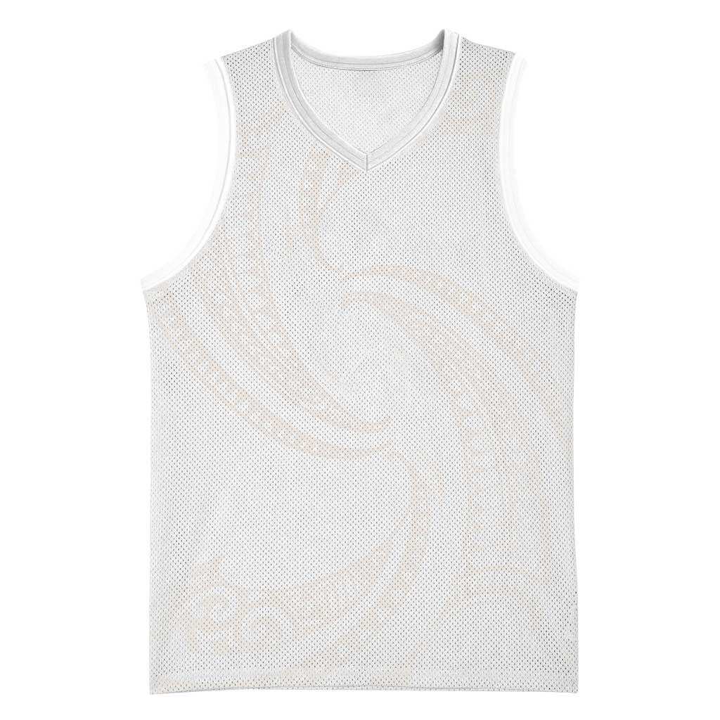 White Sunday Lotu Tamaiti Basketball Jersey Polynesian Wave Pastel Nude LT9 Unisex Nude - Polynesian Pride