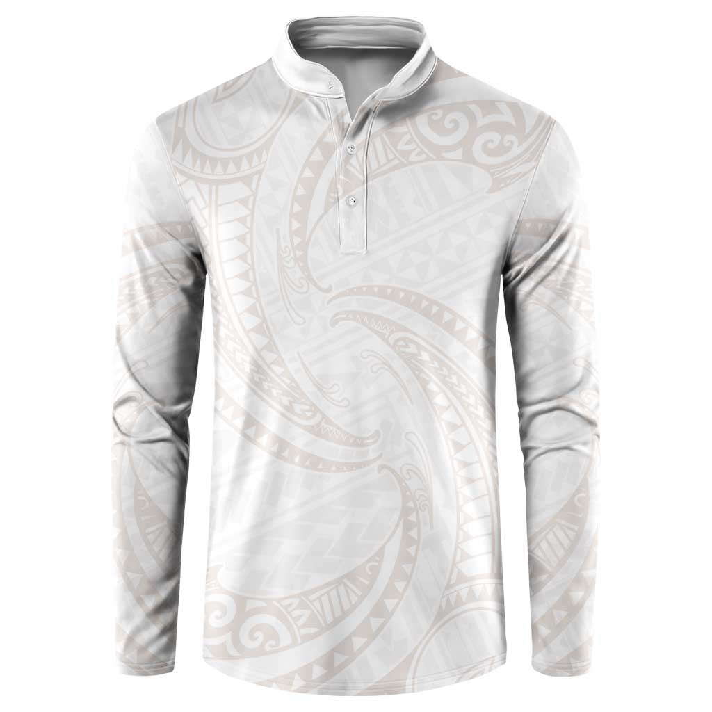 White Sunday Lotu Tamaiti Button Sweatshirt Polynesian Wave Pastel Nude LT9 Nude - Polynesian Pride