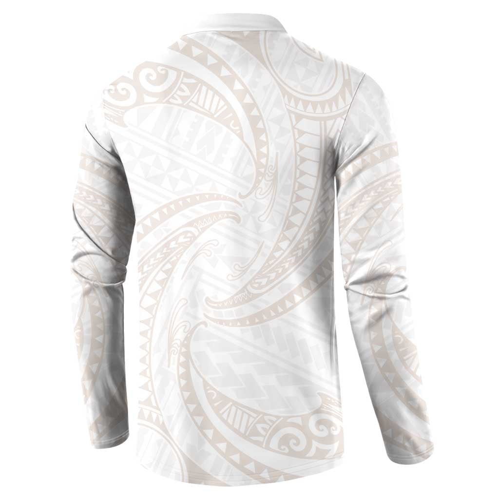 White Sunday Lotu Tamaiti Button Sweatshirt Polynesian Wave Pastel Nude LT9 - Polynesian Pride