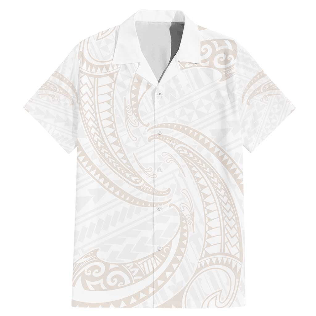 White Sunday Lotu Tamaiti Family Matching Mermaid Dress and Hawaiian Shirt Polynesian Wave Pastel Nude - Polynesian Pride