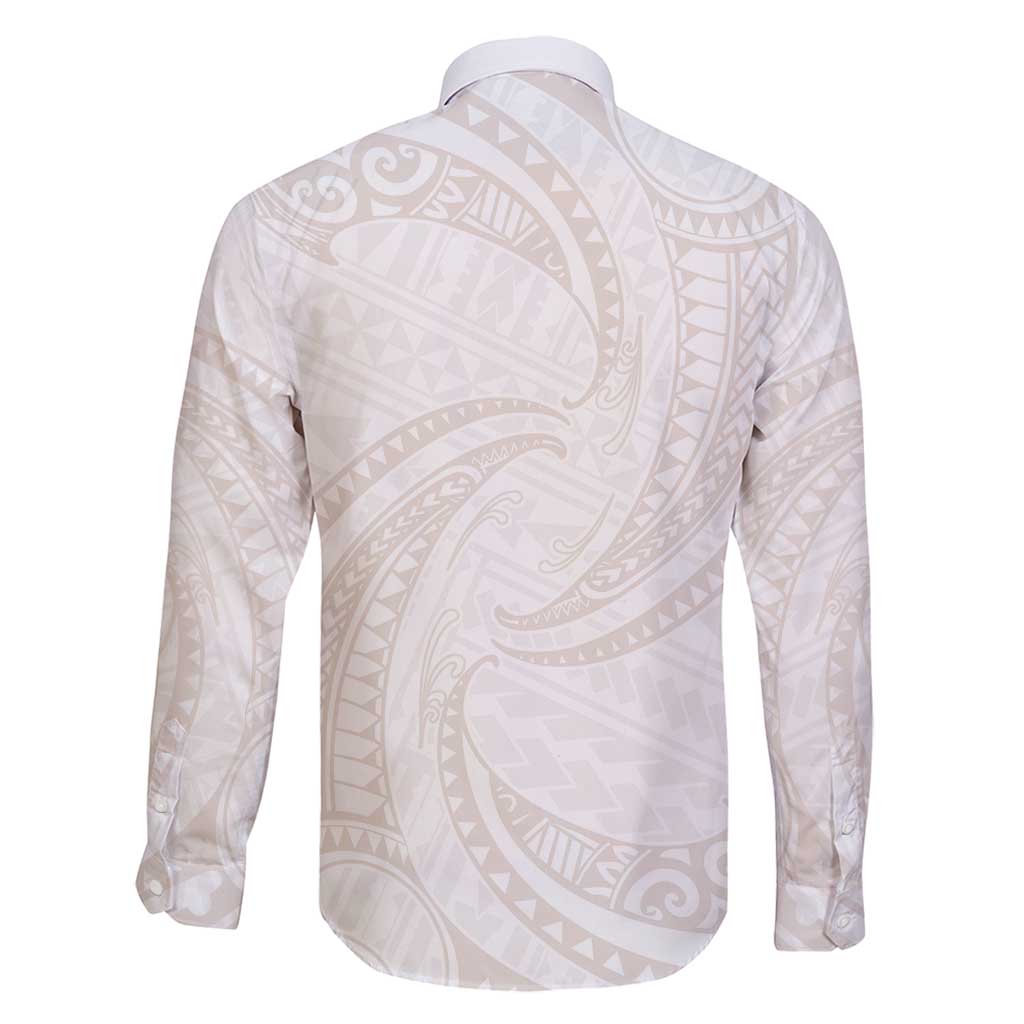 White Sunday Lotu Tamaiti Family Matching Mermaid Dress and Hawaiian Shirt Polynesian Wave Pastel Nude - Polynesian Pride